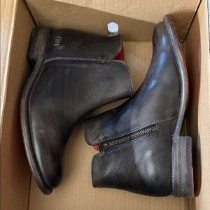 New in box, BED STU YURLSA Black Leather Ankle Boots